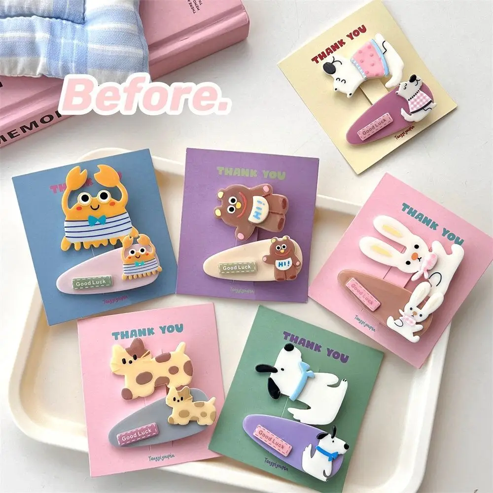 Description Picture 5 of itemKawaii Cartoon Mini Hair Clip Candy Color Korean Style Cute Barrettes Set Duckbill Clip Animal Bear BB Clip Hair Styling Tool