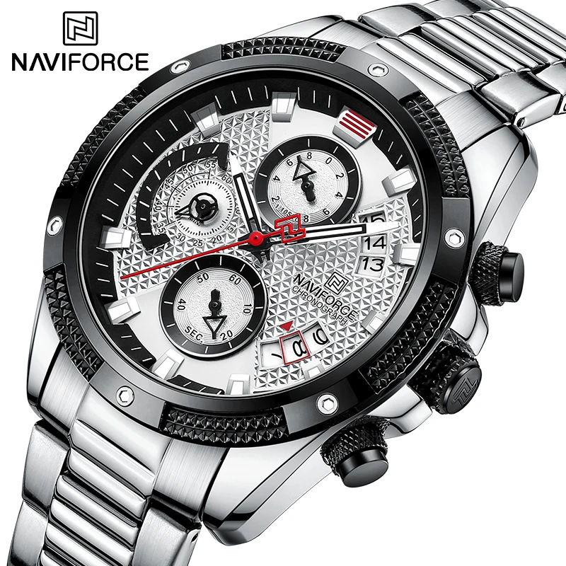 

NAVIFORCE 2022 New Arrival Mens Watch Quartz Stainless Steel Waterproof Casual Wrist Watches Multi Function Fashion Male Clock