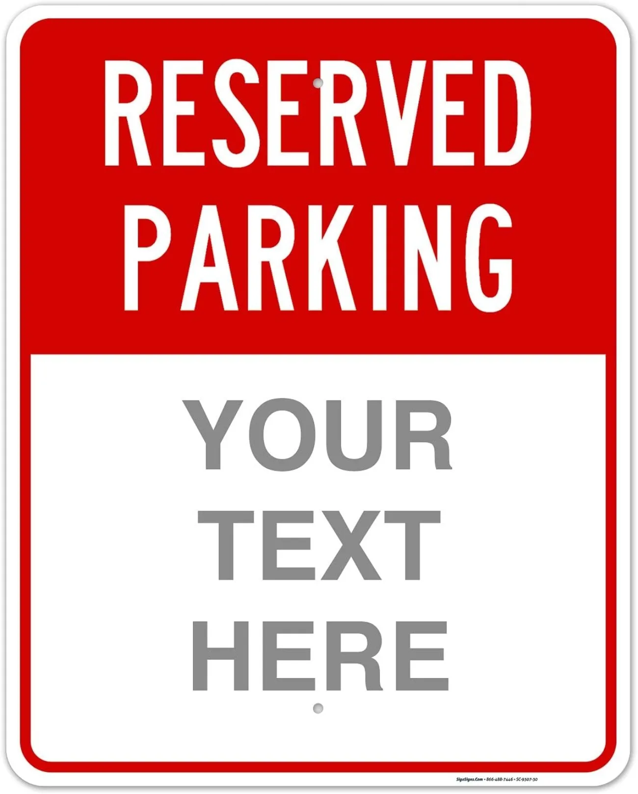 Señal de estacionamiento reservada personalizada: sin óxido. Aluminio, acabado resistente a la decoloración, uso duradero para exteriores.