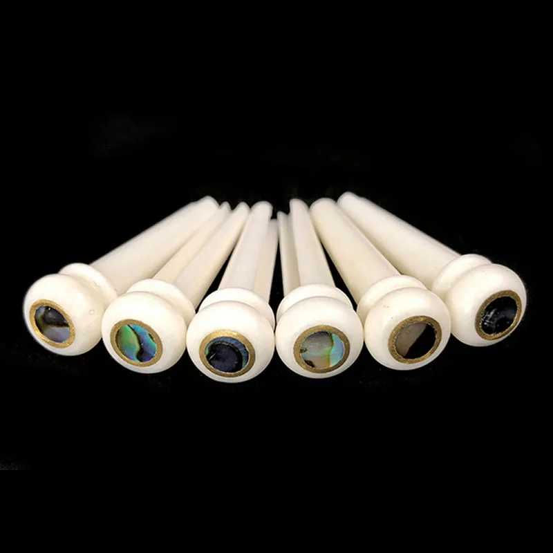 Real Bone Acoustic Guitar Bridge Pins Bone Ebony Bridge Pin with Brass Circle Folk Guitar Replacement Accessories 6pcs guitar accessories,acoustic guitar bridge pins