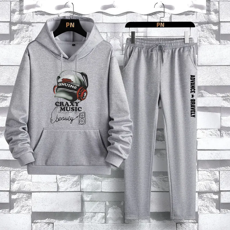 

2024 Spring Breathable Running Set Sport Suit Male Thick Hoodies+ Pants Warm Sweatshirt Sportswear Outdoor Hoodies Tracksuit