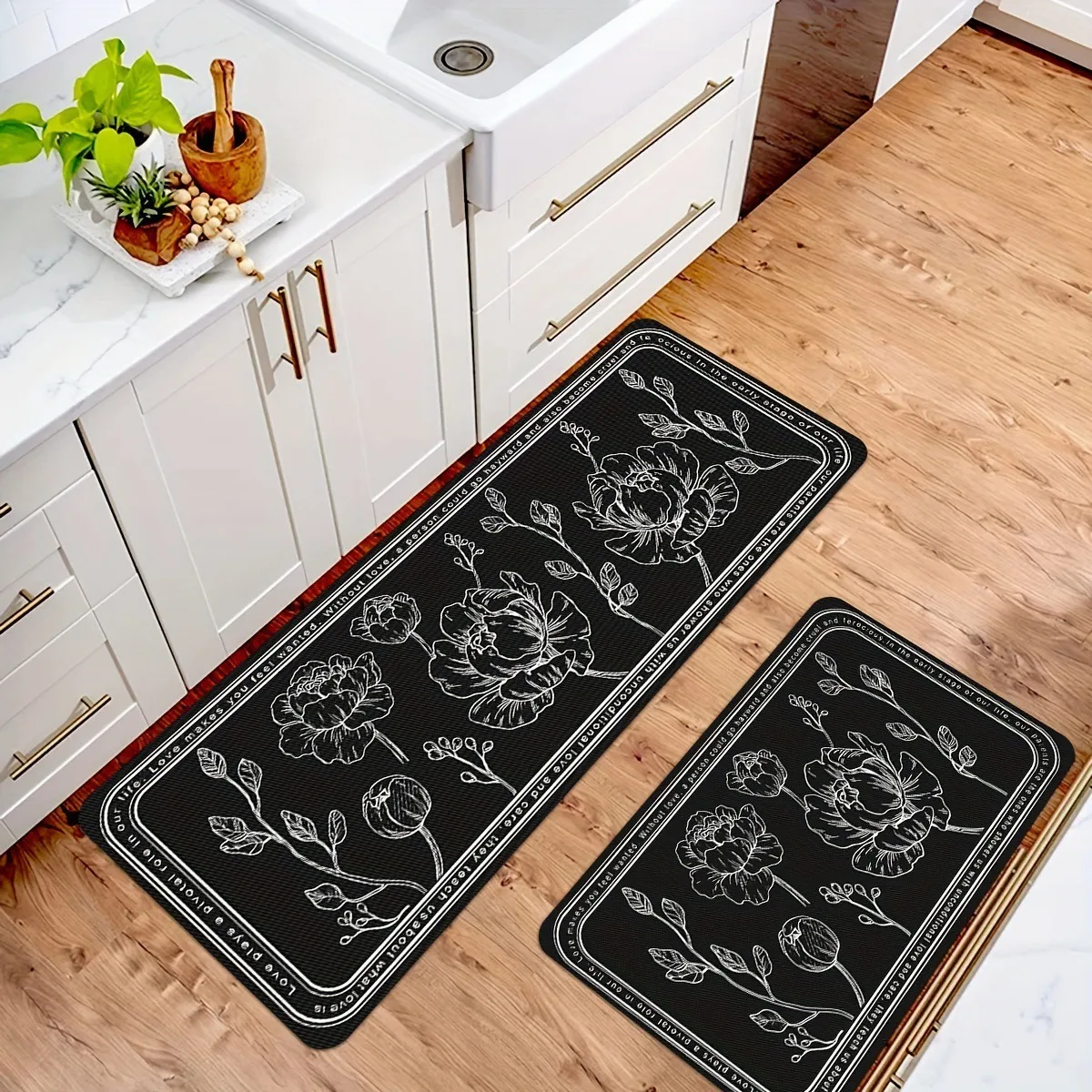 Diatom mud kitchen floor mat non-slip dirty household long strip two-piece set absorbent oil easy to clean