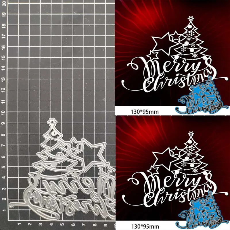 

Merry Christmas Tree Metal Cutting Dies Stencil Scrapbook Album Stamp Paper Card Embossing Decor Craft Knife Mould