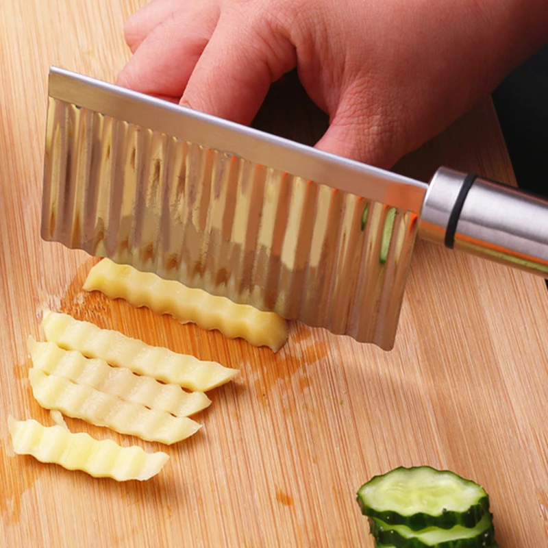 Handheld Silver Stainless Steel Potato Shredders knife French Fries Wave Cutters Cucumber Carrot Slicer Kitchen Vegetable Tools