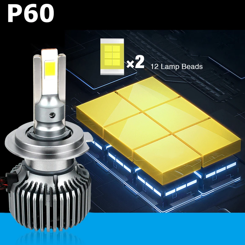 120W P60 H7 Car LED Headlight Bulb Fog Light Canbus 6000k HB3 9005 9006 Auto LED Headlamp Fog lamp