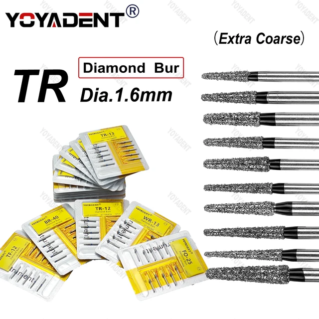 TR Type Extra Coarse Dental Diamond Burs Dentistry Drill For High Speed Handpiecess Dentistry Lab Polishing 10pcs/Pack