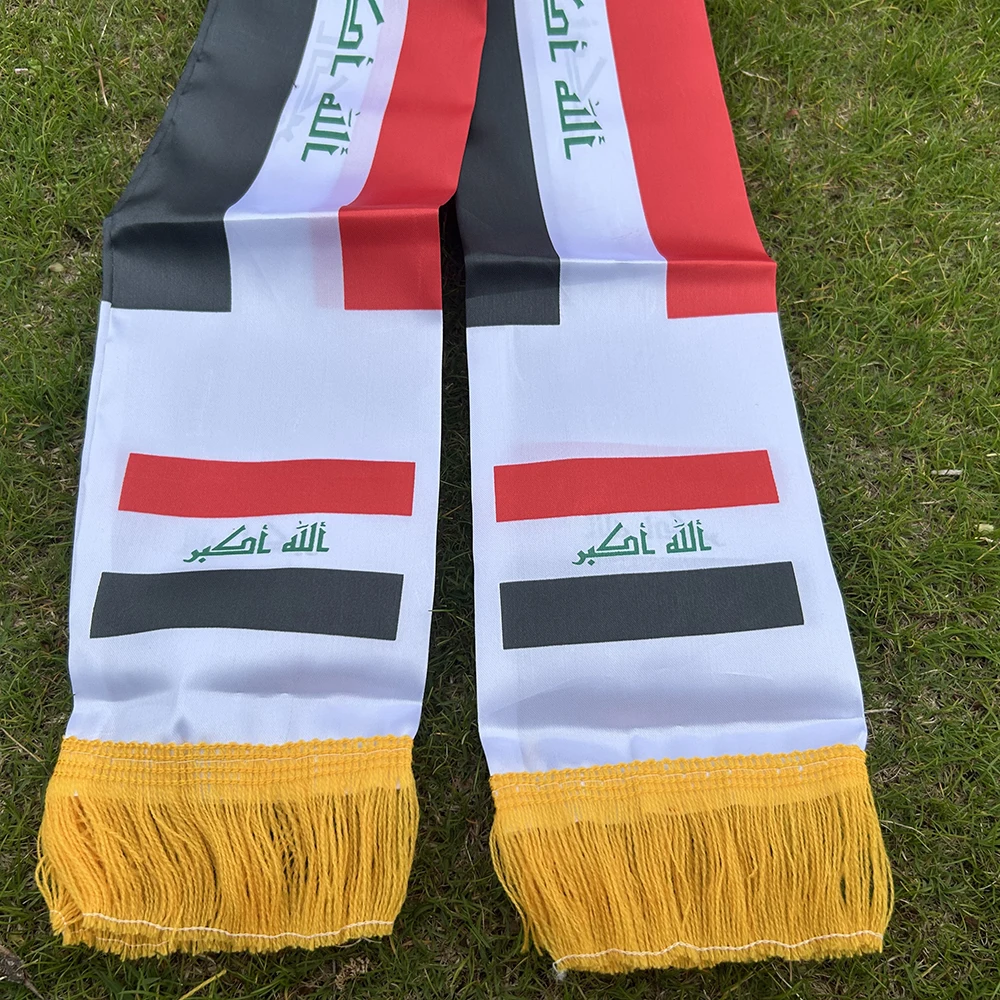 Iraq Scarf 14x135cm Double-sided printed Satin Iraq Flag Scarf Tassels Suitable for 2026 Football cup, Sports, Events - Image 5