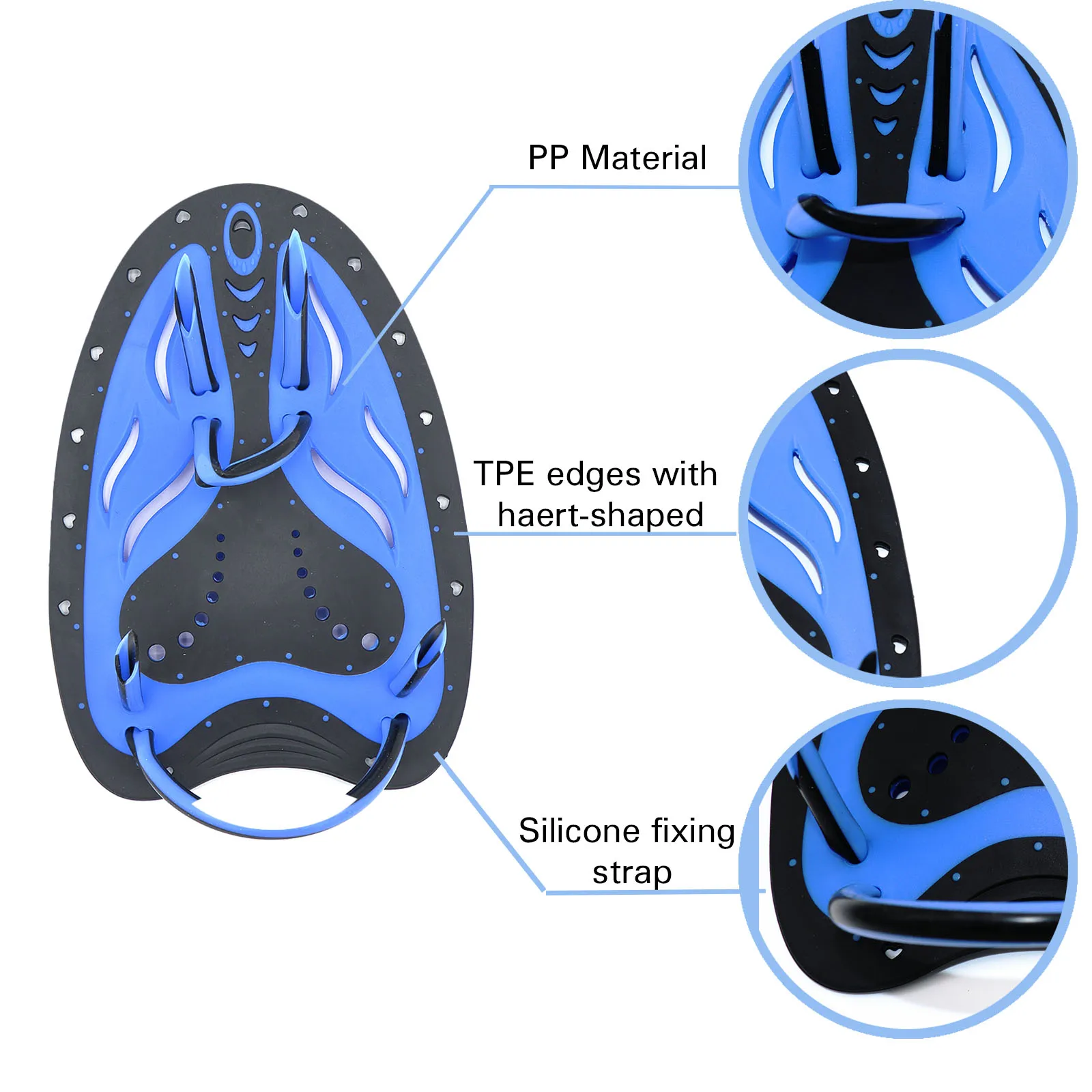 1Pair Swimming Paddles Power Hand Paddles Swim Training Tools Adjustable for Men Women Swim Hand Paddles 6