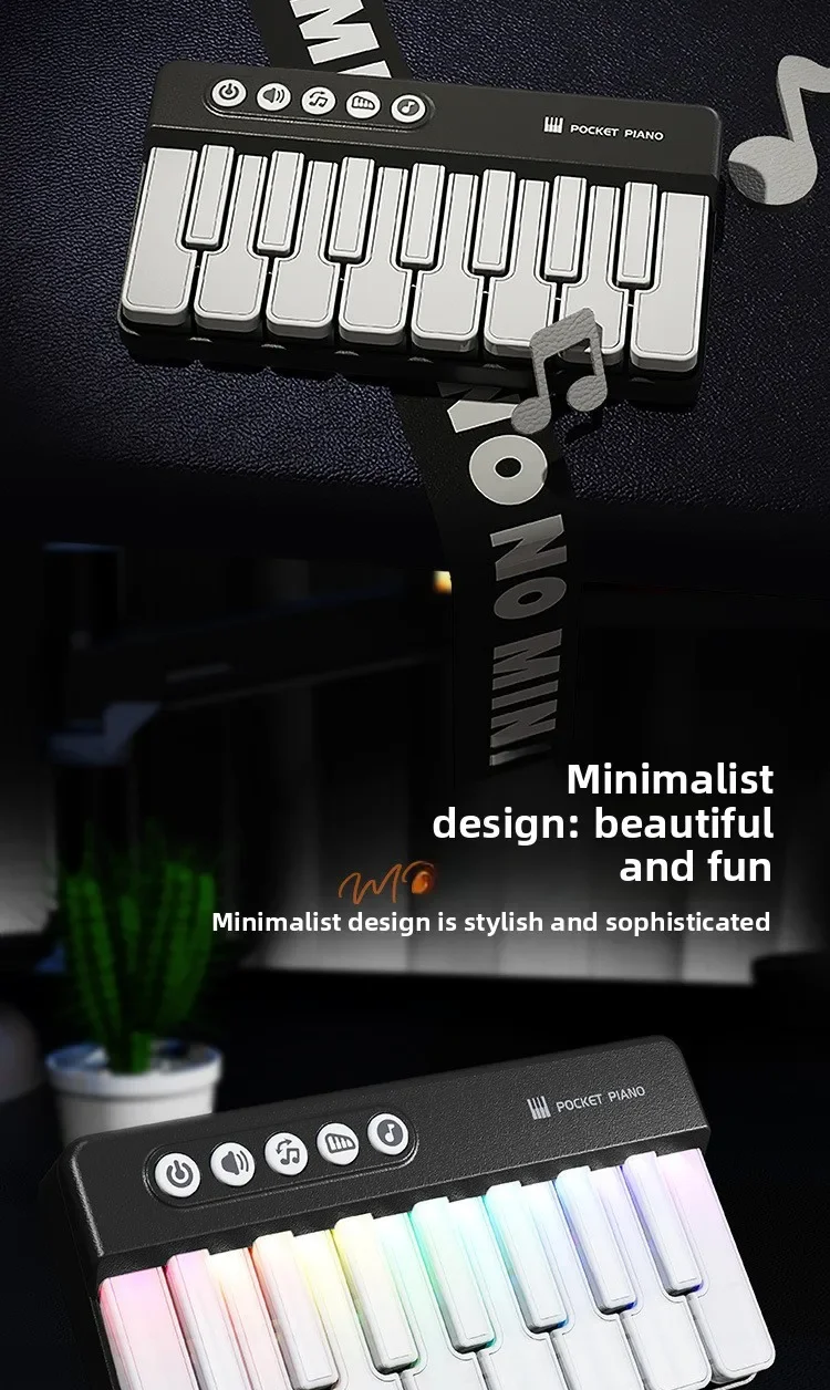 Childrens Mini 7-Key Multifunctional Electronic Keyboard Piano Seven Color Light Portable Instruments Educational Toys for Kids