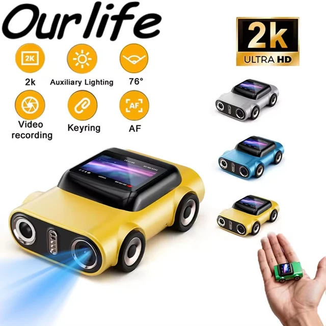 Ourlife Keychain Camera 1.0 inch LCD Screen Mini Action Camera Retro Support Memory 1080P Very Small Camcorder Video Recorder 1