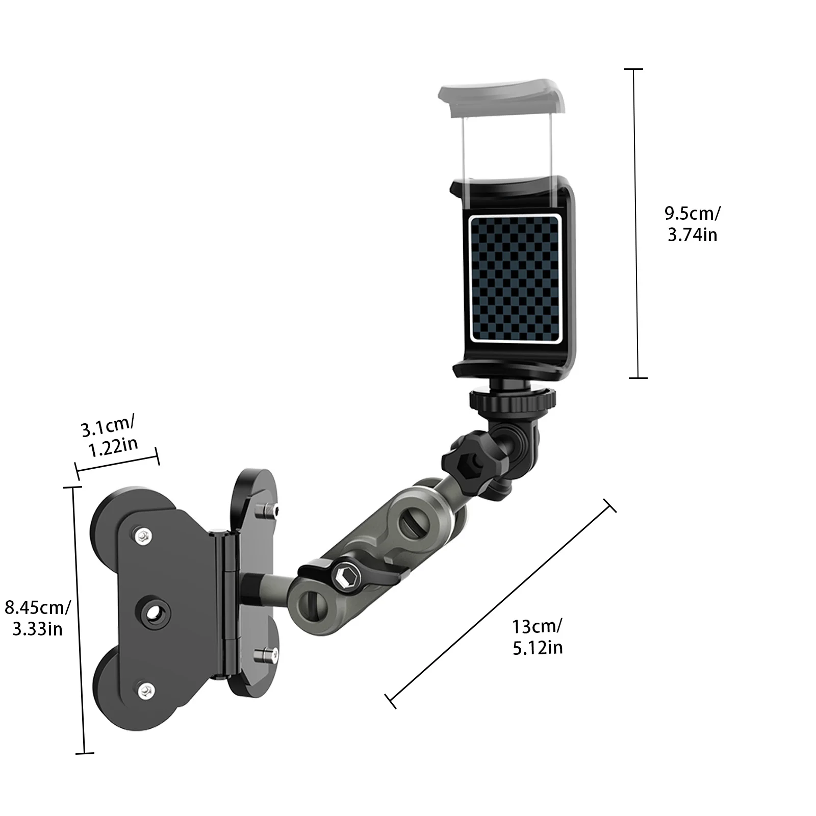 Magnetischer Kamera-Zaunhalterung aus Aluminium, mit Telefonhalter, zwei 1/4-Zoll-Montagepunkte, für die Aufnahme von Baseball-/Softball-/Tennisspielen – Detail 7
