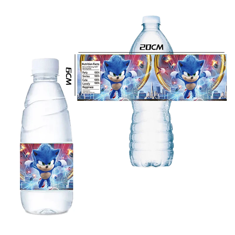 thumbnail image 1 of Pegatinas de Sonic the Hedgehog para fiestas, suministros para fiestas de cumpleaños, pegatinas para botellas, pegatinas para vasos de jugo, decoraciones para fiestas de baby shower, 1 of 5
