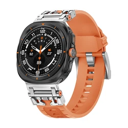 Premium Silicone Sports Strap for 47mm Watch - No Gaps 디자인 (Silver orange)