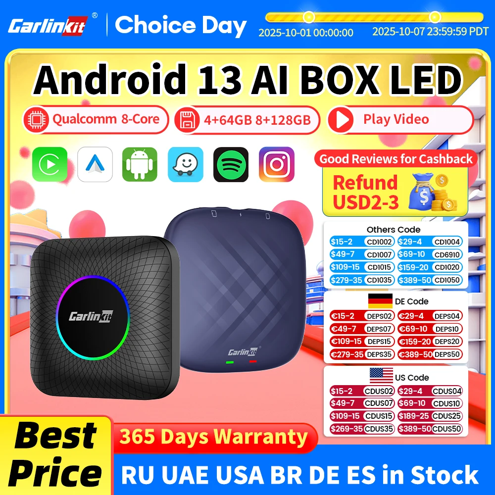 アクセサリー CarlinKit TBox Ambient SM6225 8+128GB Carlinkit Tbox Ambient LED 128GB - Versatile Car Entertainment
