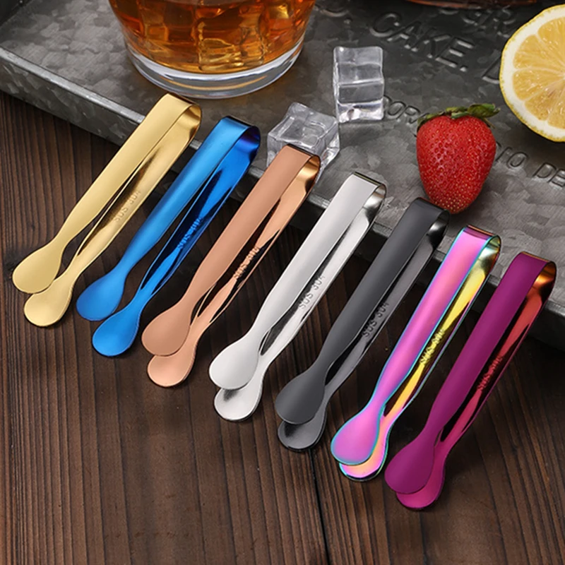 304 Stainless Steel Ice Cube Clips Round Head Sugar Food BBQ Pastry Tongs Kitchen Cooking Serving Clamp Bar Barware Accessories food tongs