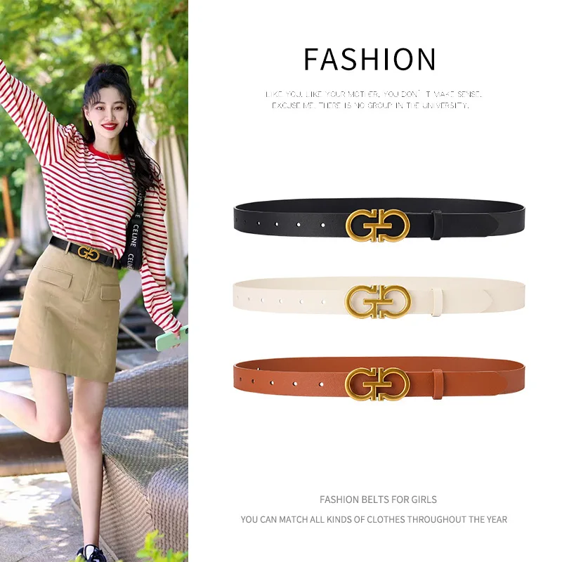 Women\'s Luxury Belt High Quality Genuine Leather Pu Mixed Strap  Fashion Designer Eight Metal Buckle Waistband Y2k Accessories