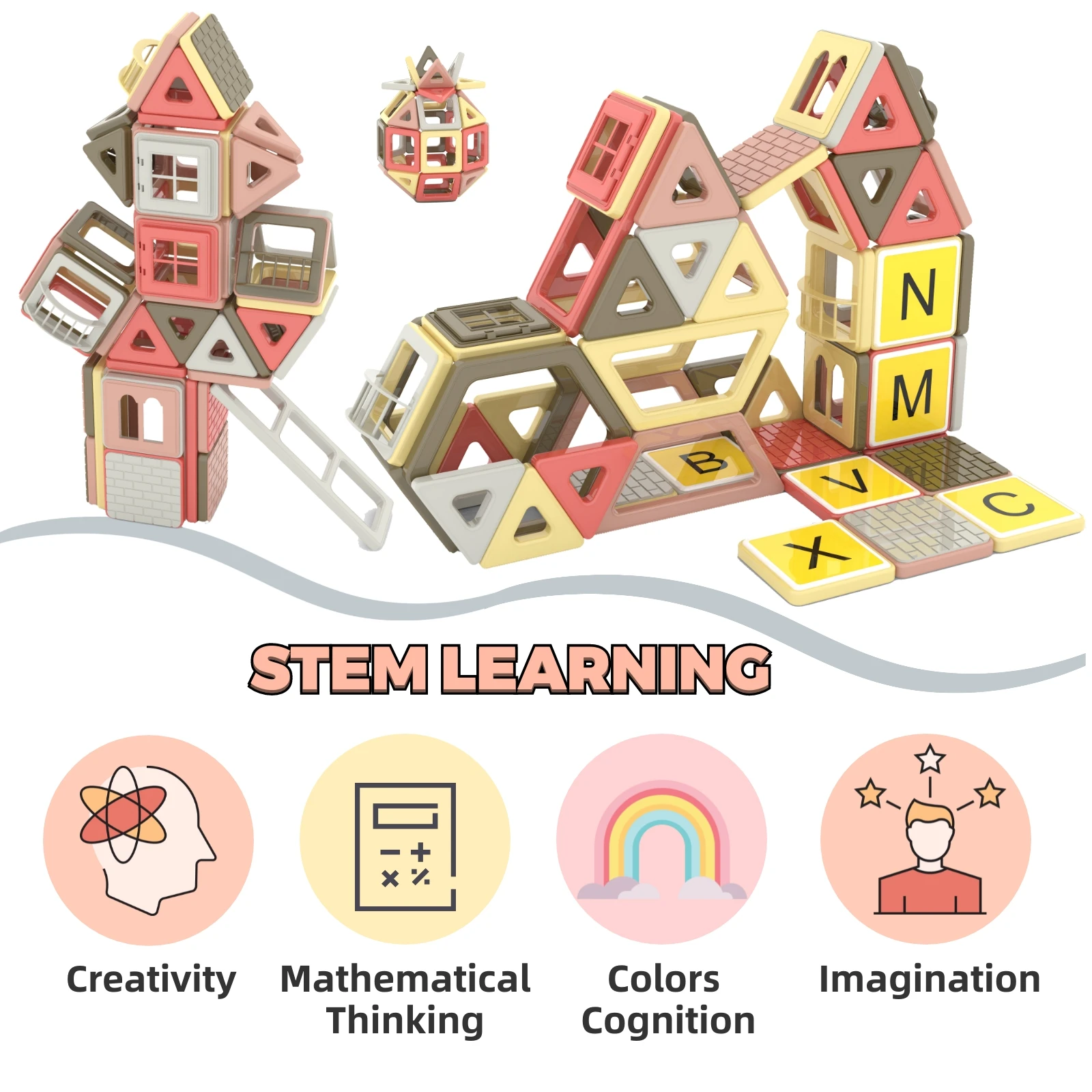 173 PCS Mini Magnetic Building Tiles Learning Educational STEM