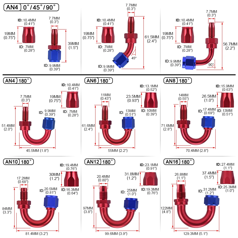 AN6-AN16 Oil Hose End Fitting Adapter Kit
