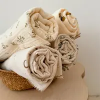 2Layer Blanket for Newborn Baby Floral Cotton Muslin Swaddle Thin Baby Summer Blanket Infant Toddler Baby Bath Towel100X100CM 2