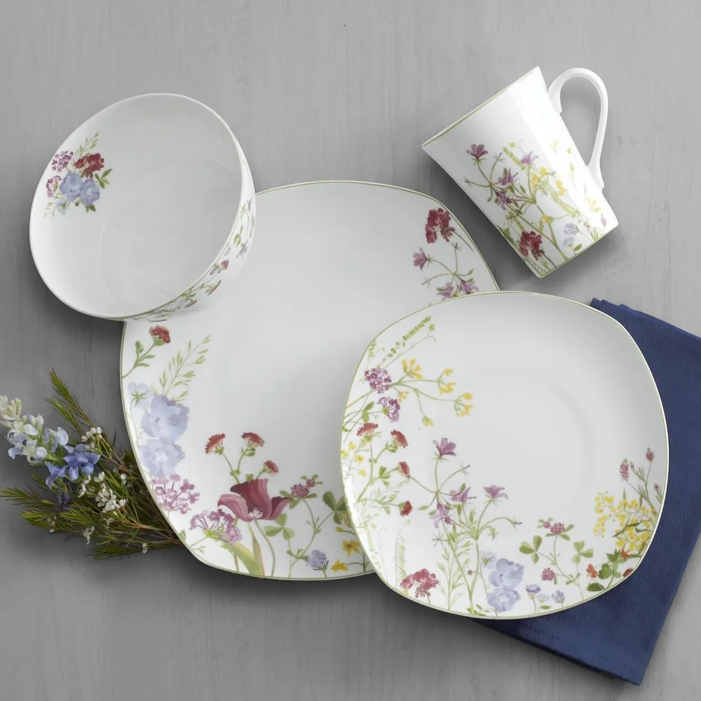 

16-Piece Dinnerware Set Dish Service For 4 Complete Tableware Plates Dinner Sets freight Free