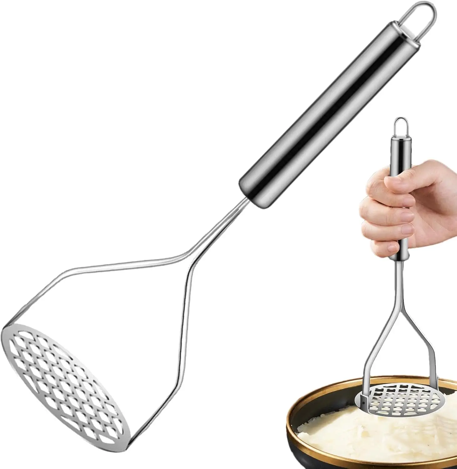 Potato Masher Heavy Duty Stainless Steel Potato Crusher Pushe Tools Mud Press Mashed Ricer