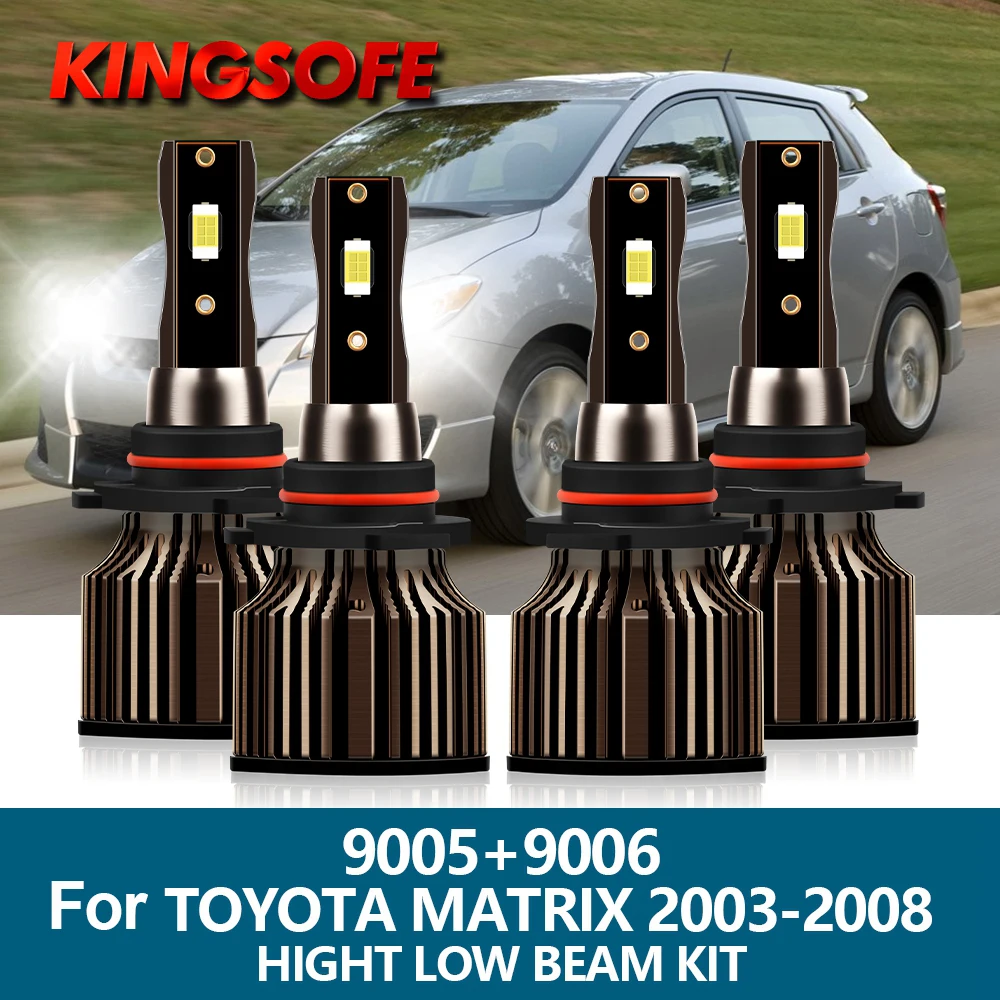 

KINGSOFE 4PCS LED Headlight 9005 9006 6500K High Low Beam Bulb Car Light Kit Fit For Toyota Matrix 2003 2004 2005 2006 2007 2008