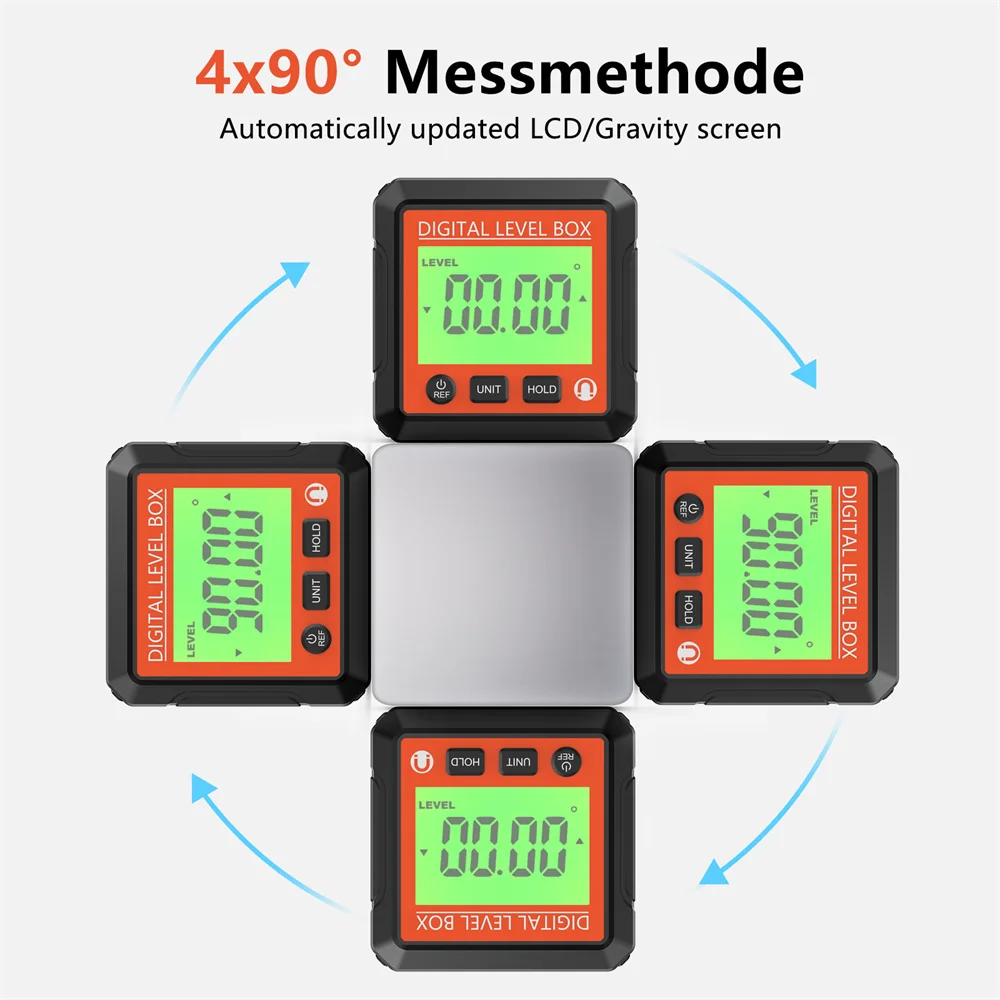 Digital Angle Gauge Magnetic Protractor Inclinometer Level Angle Finder Angle Cube Level Box With Magnes And Backlight 4