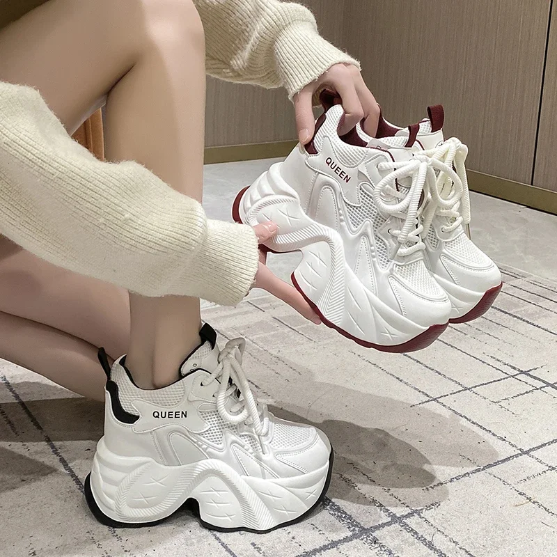 Sepatu Platform Dad Sneakers 10CM Women Chunky Sneakers New 2024