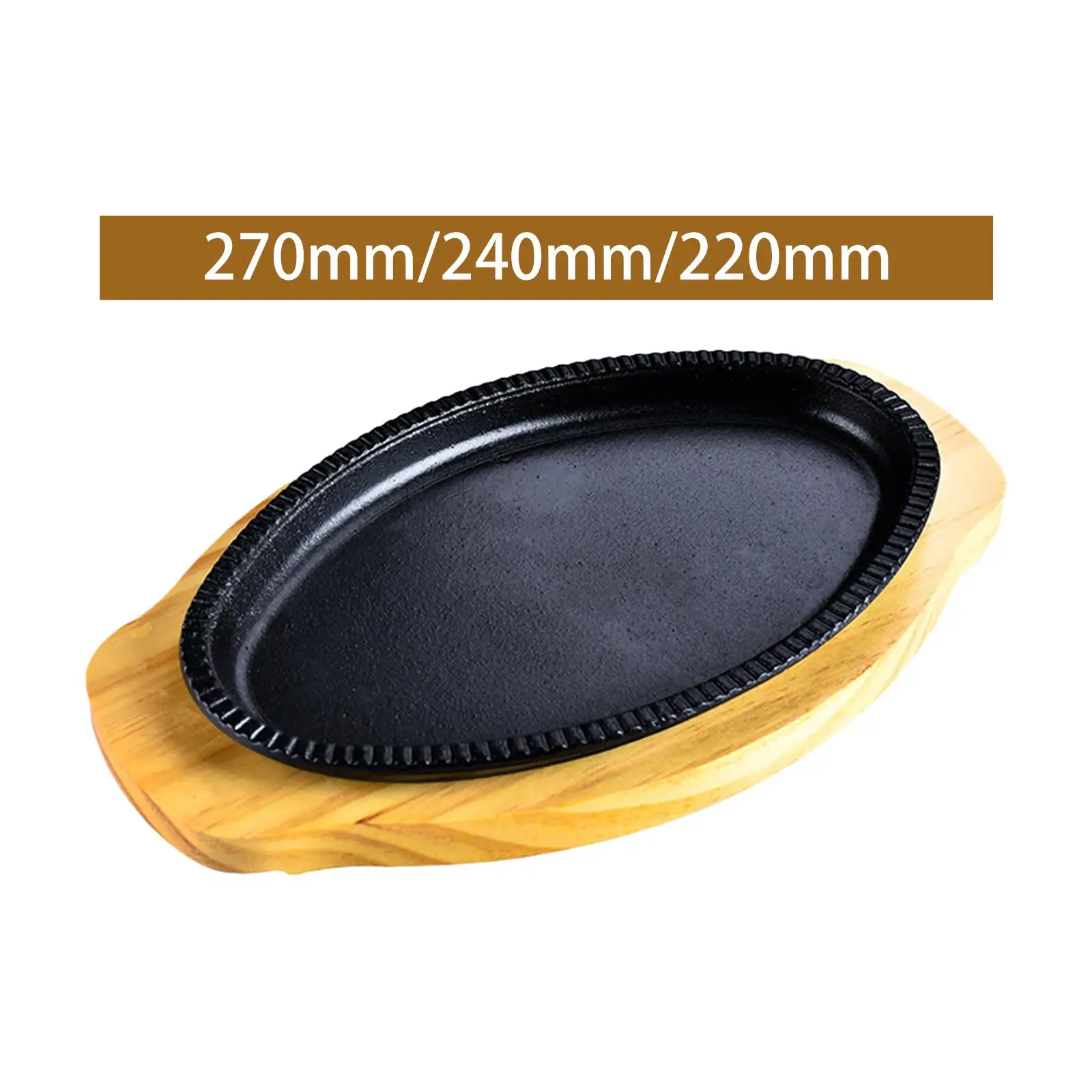 Steak Fry Plate Oval Shape Server Platter Fajita Sizzling Pan Sizzling Steak Plate Set Teppanyaki Grill Pan for Home Restaurant