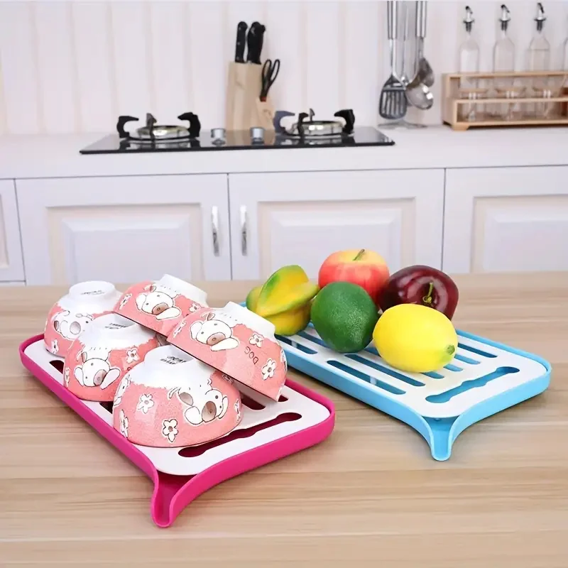 

Double Layer Storage Drain Tray Tableware Fruit Vegetable Sink Washing Drain Tray Home Dish Bowl Cup Draining Rack Kitchen Tools