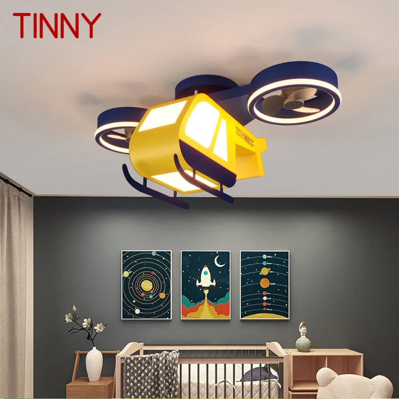 

TINNY Children's Ceiling Fan Lights Remote Control 3 Colors Dimmable LED Cartoon Airplane Lamp for Home Kids Room Kindergarten