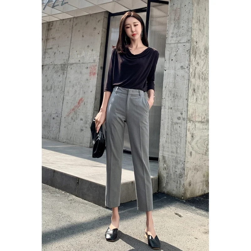 

Suit Pants Women's Summer Cropped Pants Korean Style Loose Student Straight Pants Cigarette Pants Casual Pants Tappered Pants Th