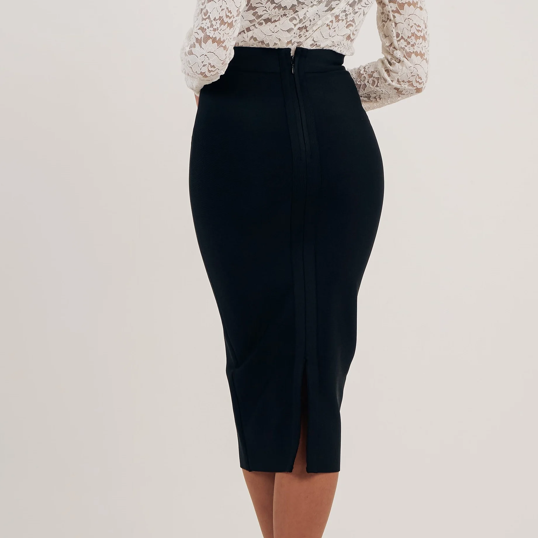 HQBORY Quality Red Split Bandage Skirt 2023 For Women Vintage Zipper Midi Pencil Bodycon Skirt  Black High Waist Office Lady XL 6