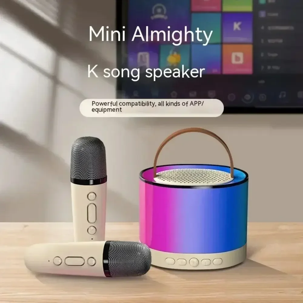 Karaoke Speakers K52 Wireless Bluetooth Speaker Multifunction with 2 Microphone RGB Portable Music Player for Child Home Gift karaoke speakers