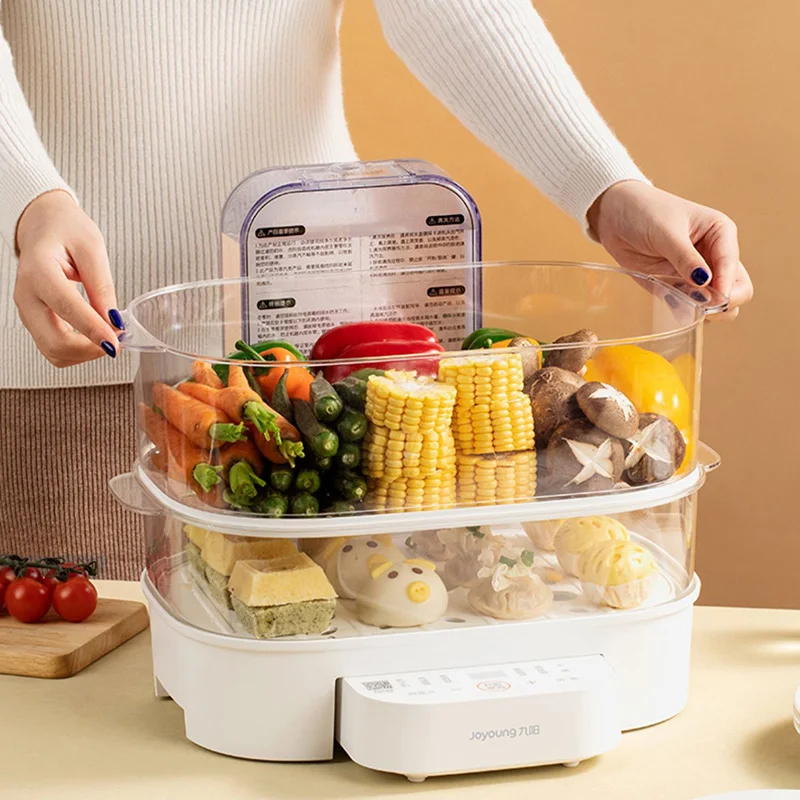 Household Electric Steamer Cooker Foldable Steamer Pot Large Capacity Multi-layer Food Warmer Breakfast Machine Home Appliance