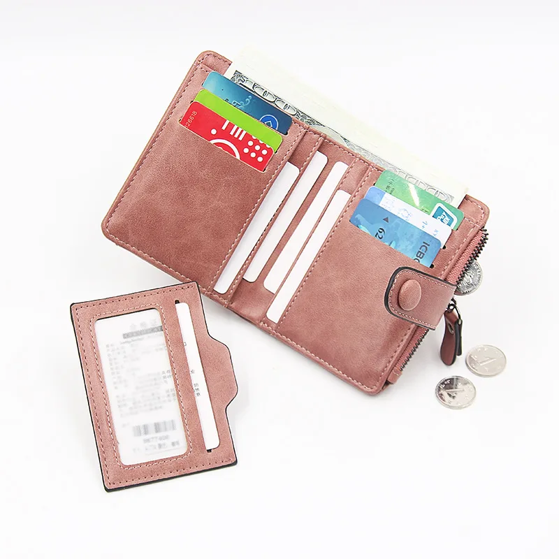 Thin and minimalist women's short wallet detachable card slot ID card window suitable for men women to use