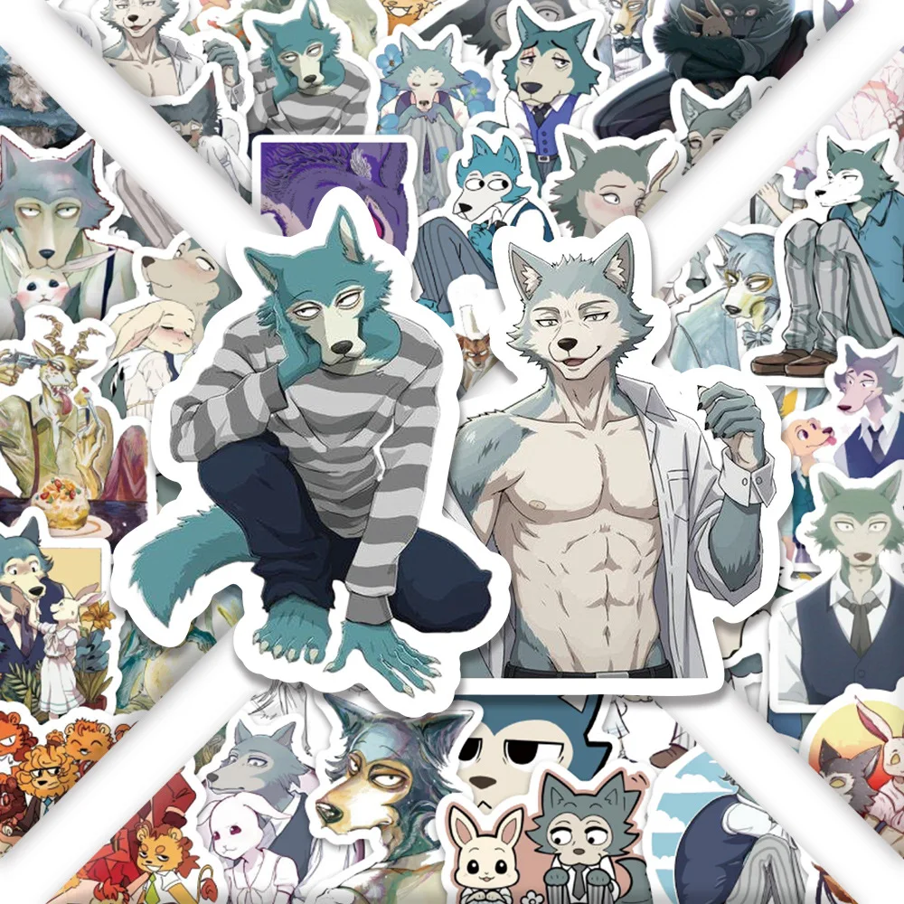 54PCS Beastars 스티커 Legoshi 낙서 스티커 DIY 일기 전화 케이스 수제 스크랩북 미적 스티커