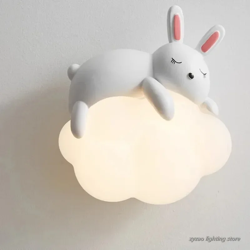 لطيف غرفة الأطفال السرير الجدار مصباح الدب أرنب سحابة مصباح الإبداعية كريم نمط غرفة الطفل الحضانة صبي فتاة غرفة نوم الجدار الخفيفة