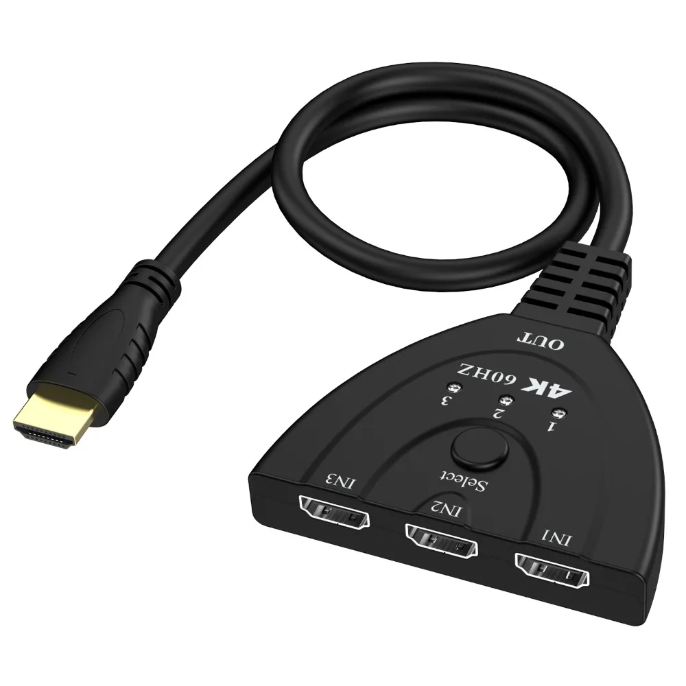 

Высокочеткий 3-в-1 выход HDMI коммутатор совместимый концентратор 1 в 3 выход сплиттер Двунаправленный 60 Гц