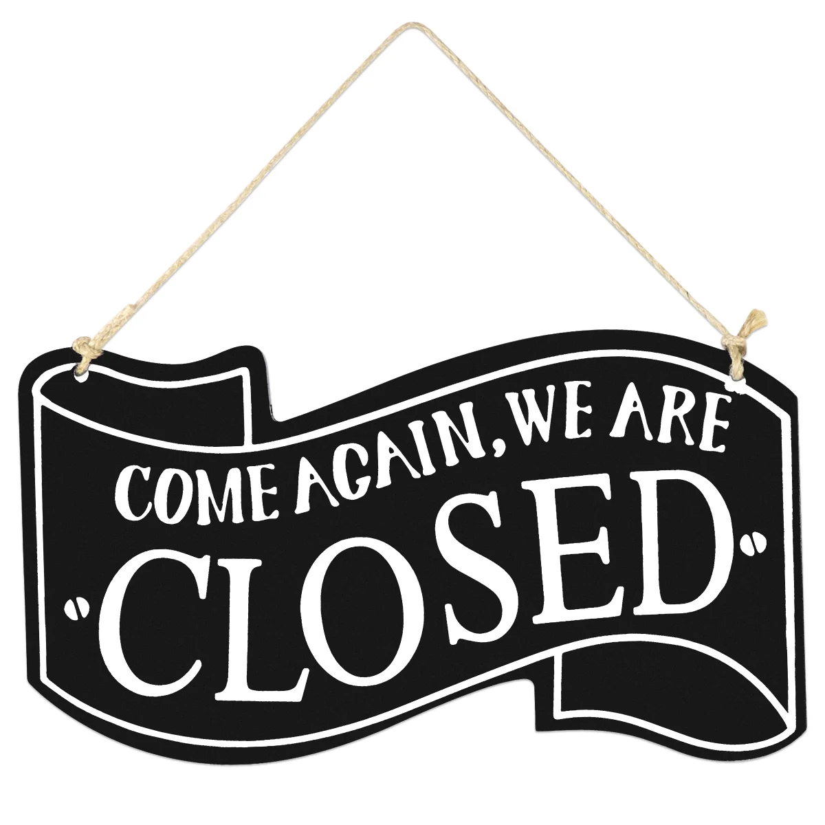 

Vosarea Wooden Open and Closed Two Sided Sign with Rope for Hanging Vintage Business Sign (Black)