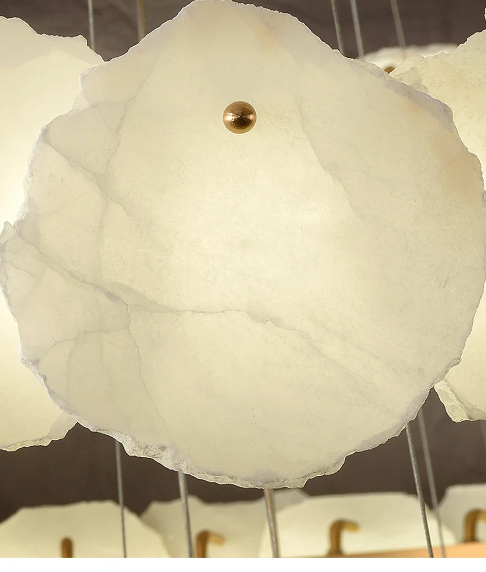 Description Picture 3 of itemLight luxury natural marble living room pendant light all copper modern Chinese style pendant light glossy household hanging