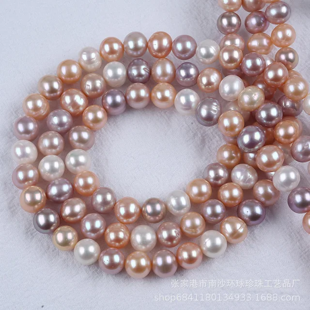 Collana Con Perline Rotonde Riempe In Vero Oro 14 Carati Collana Con - Foto 9