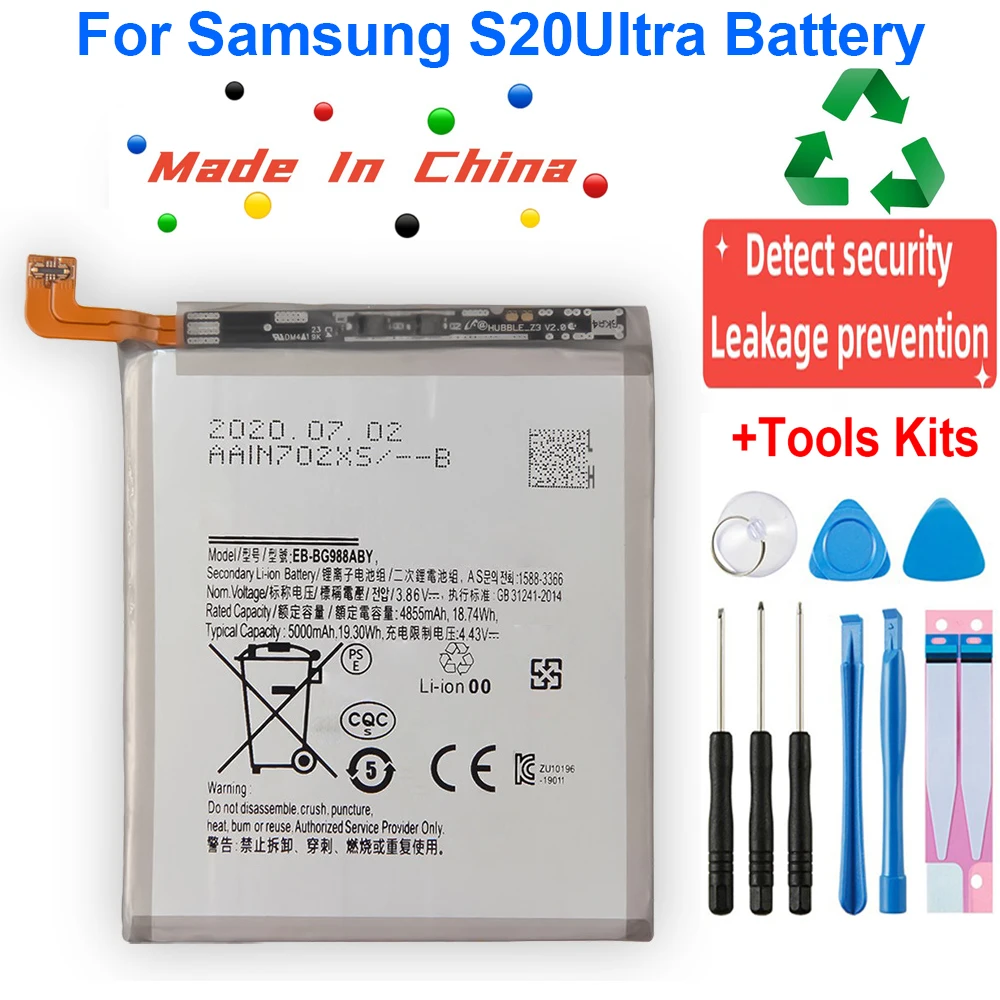 

100% Orginal For SAMSUNG Galaxy S20Ultra EB-BG988ABY Replacement Battery For Samsung S20Ultar Mobile phone Batteries+Tools
