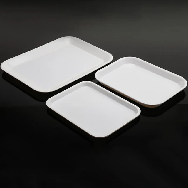 Plastic Tray - White Rectangular Serving Tray