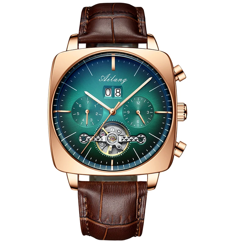 Mechanical Watch AILANG Square Large Dial Hollow Waterproof mens