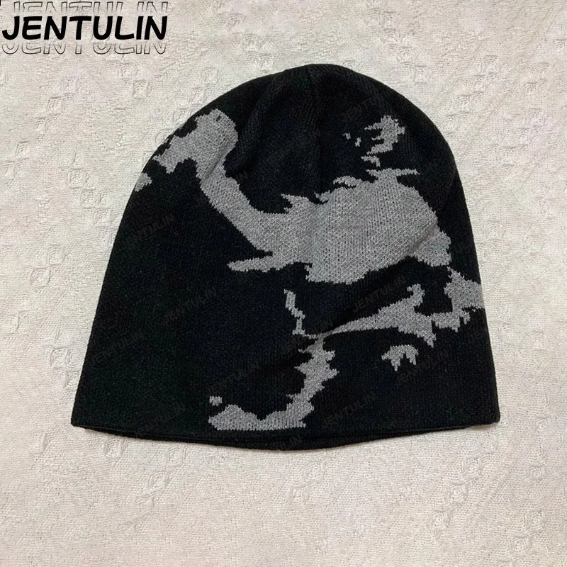 2000s Vintage Caps Warm Hip Hop Jacquard Knit Hats Outdoor Womens Ski ...