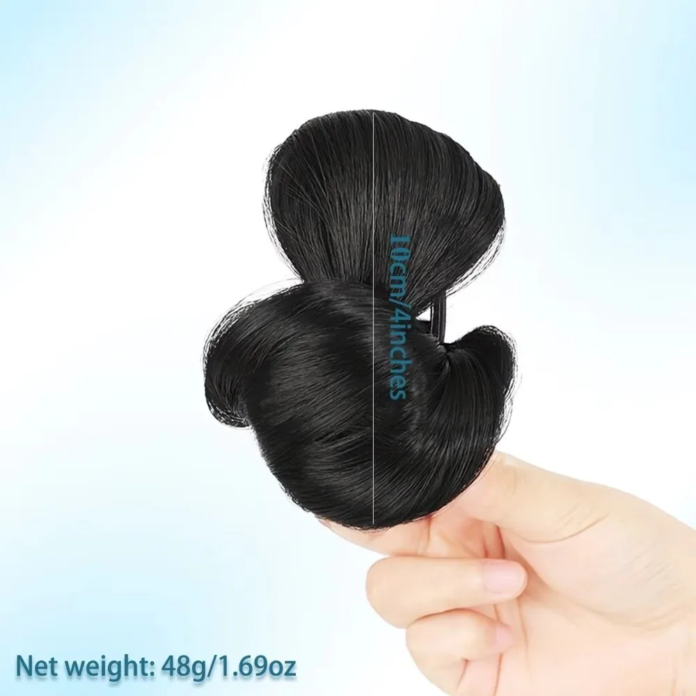 Naturally Synthetic Hair Bun Wig Natural Look Fluffy Texture Ponytail Extension Clip-on Flower Bud Hair Daily Wear
