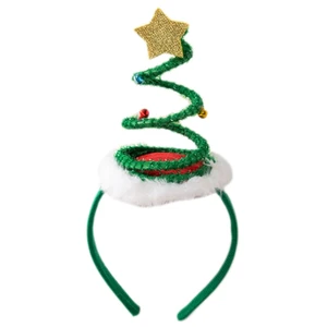 A2ES Xmas Tree Hair Hoop Spring Coil Headband Elastic Christmas Photo Props for Creative Holiday Party Decor Suppli