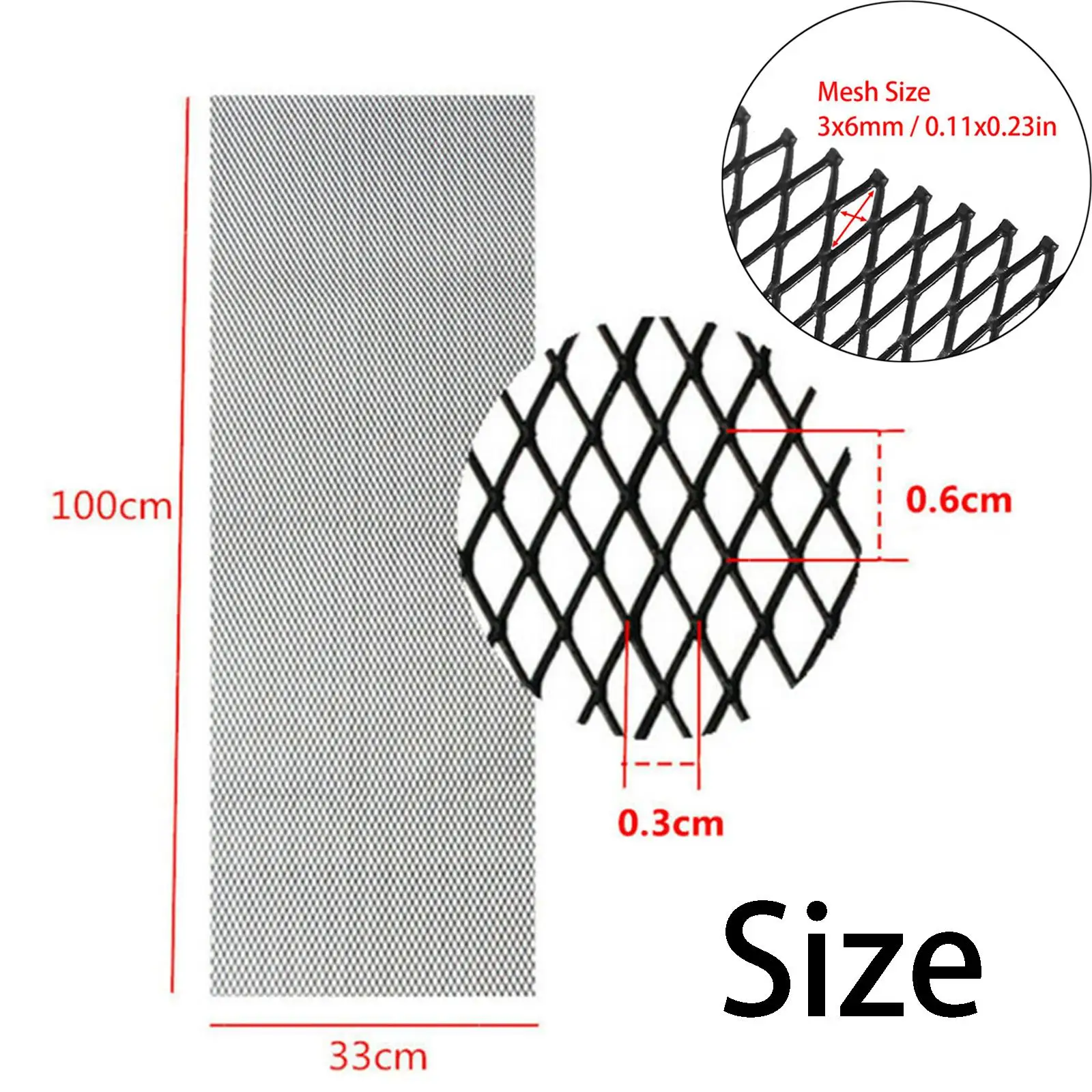 Car Grill Mesh 0.24inchx0.12inch Rhombic Hole Accessories for Bumper