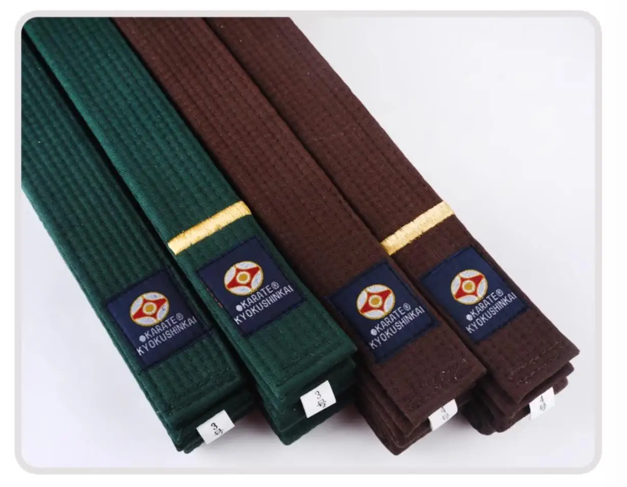 Different colors of karate belt sold on 100 Spartans